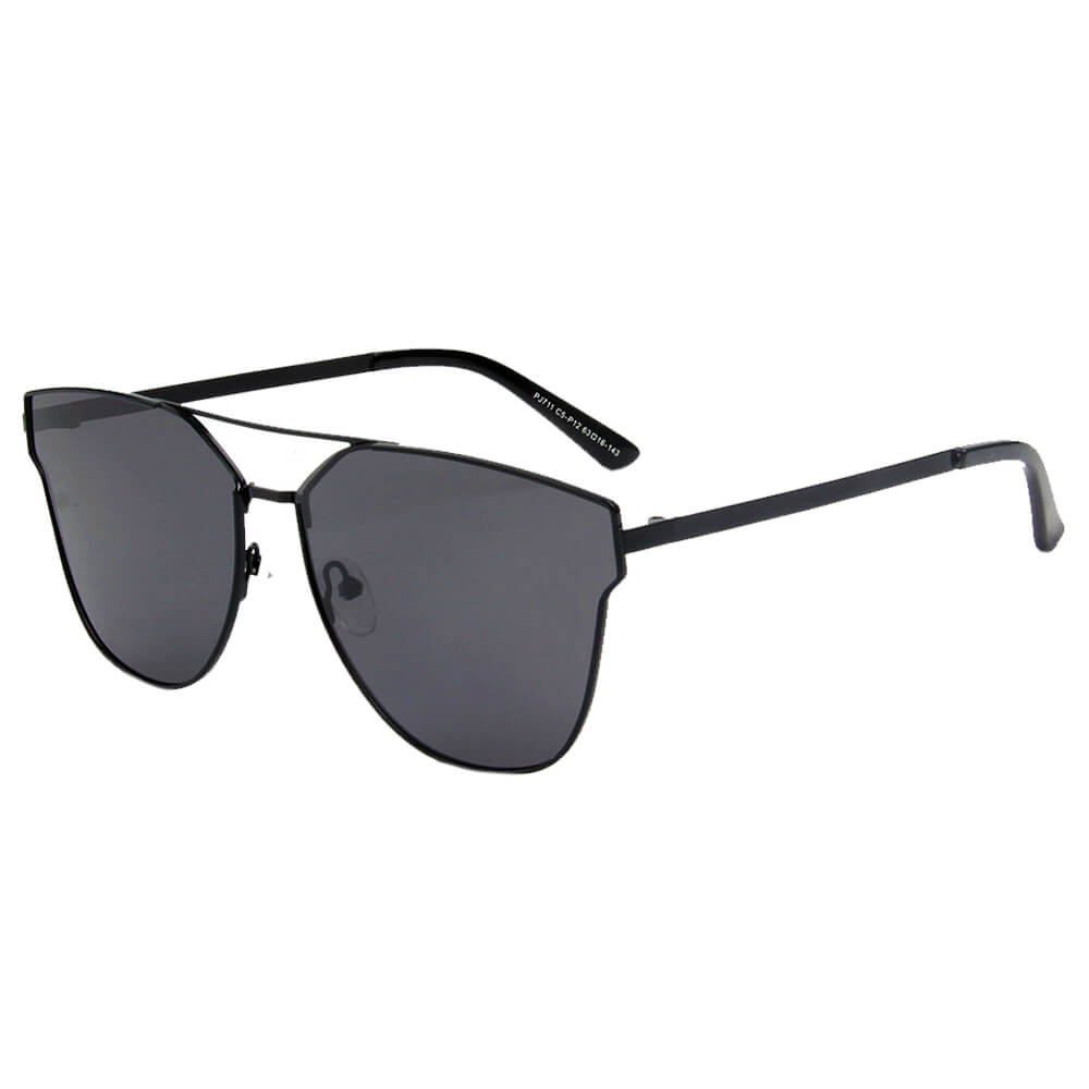 MULA | Women Polarized Horn Rim Round Cat Eye Sunglasses-3