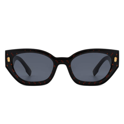 Dawnmist - Geometric Retro Round Irregular Narrow Cat Eye Sunglasses-3