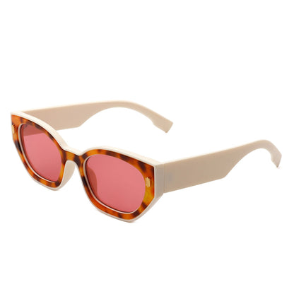 Dawnmist - Geometric Retro Round Irregular Narrow Cat Eye Sunglasses-6