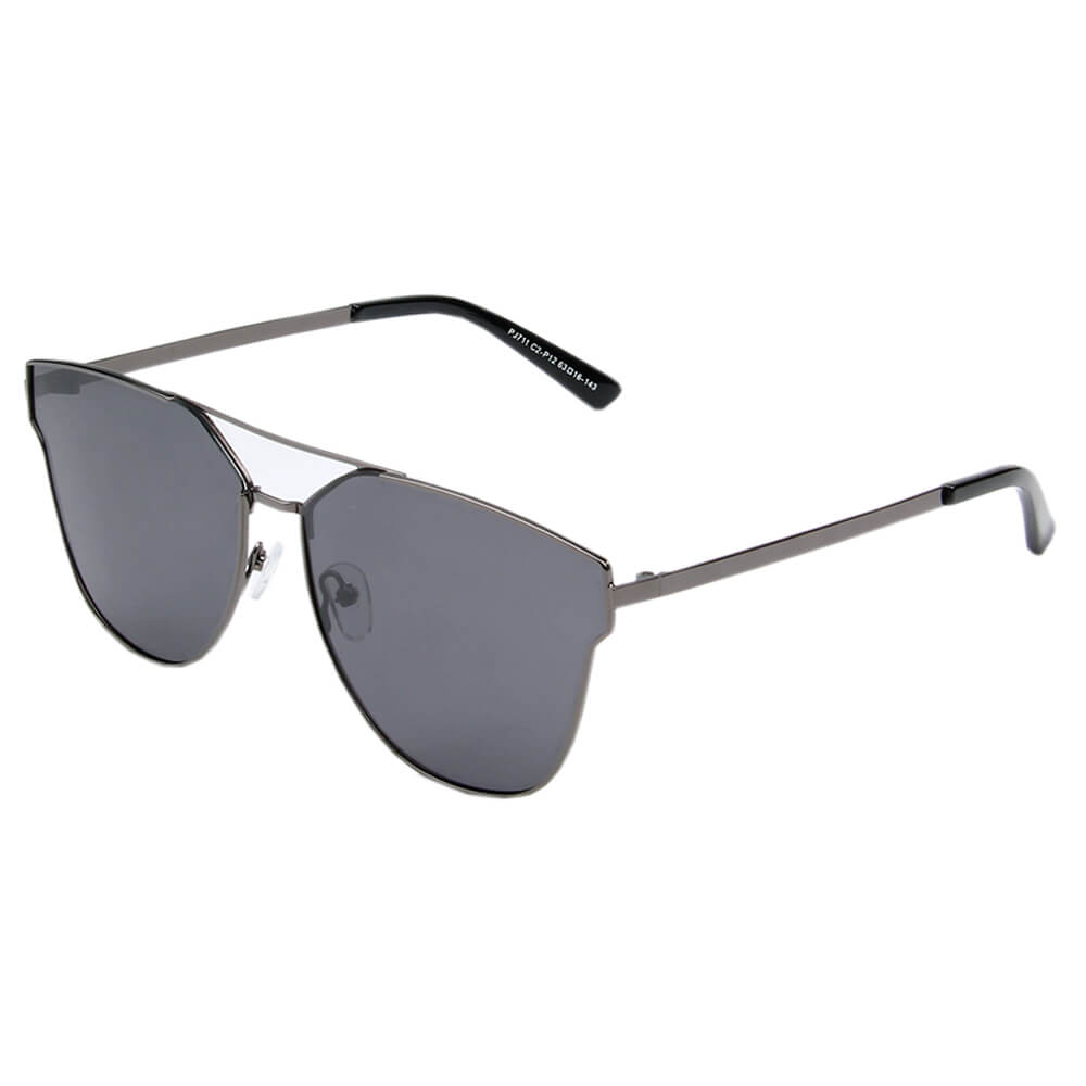 MULA | Women Polarized Horn Rim Round Cat Eye Sunglasses-2
