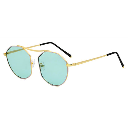 CHOCTAW - Round Tinted Geometric Brow-Bar Fashion Sunglasses-4